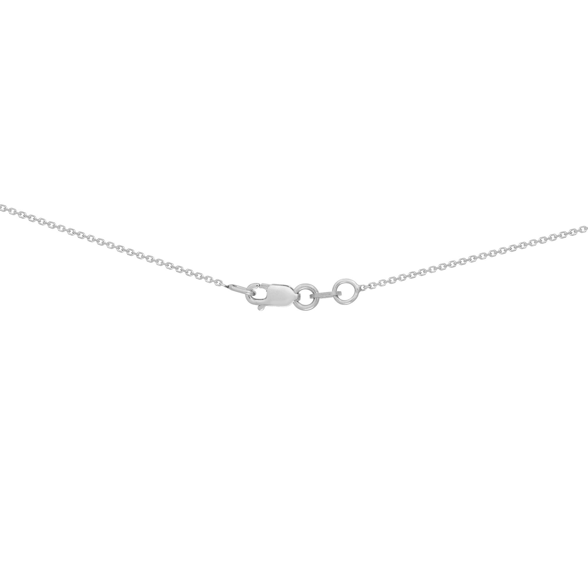 Modern Rachel Koen Sideways Wishbone Necklace 14K White Gold 0.24Cttw For Sale