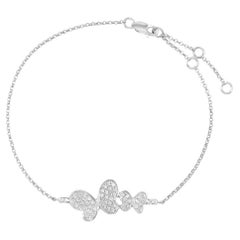 Rachel Koen Simple Diamond Butterfly Bracelet 18K White Gold 0.36cttw