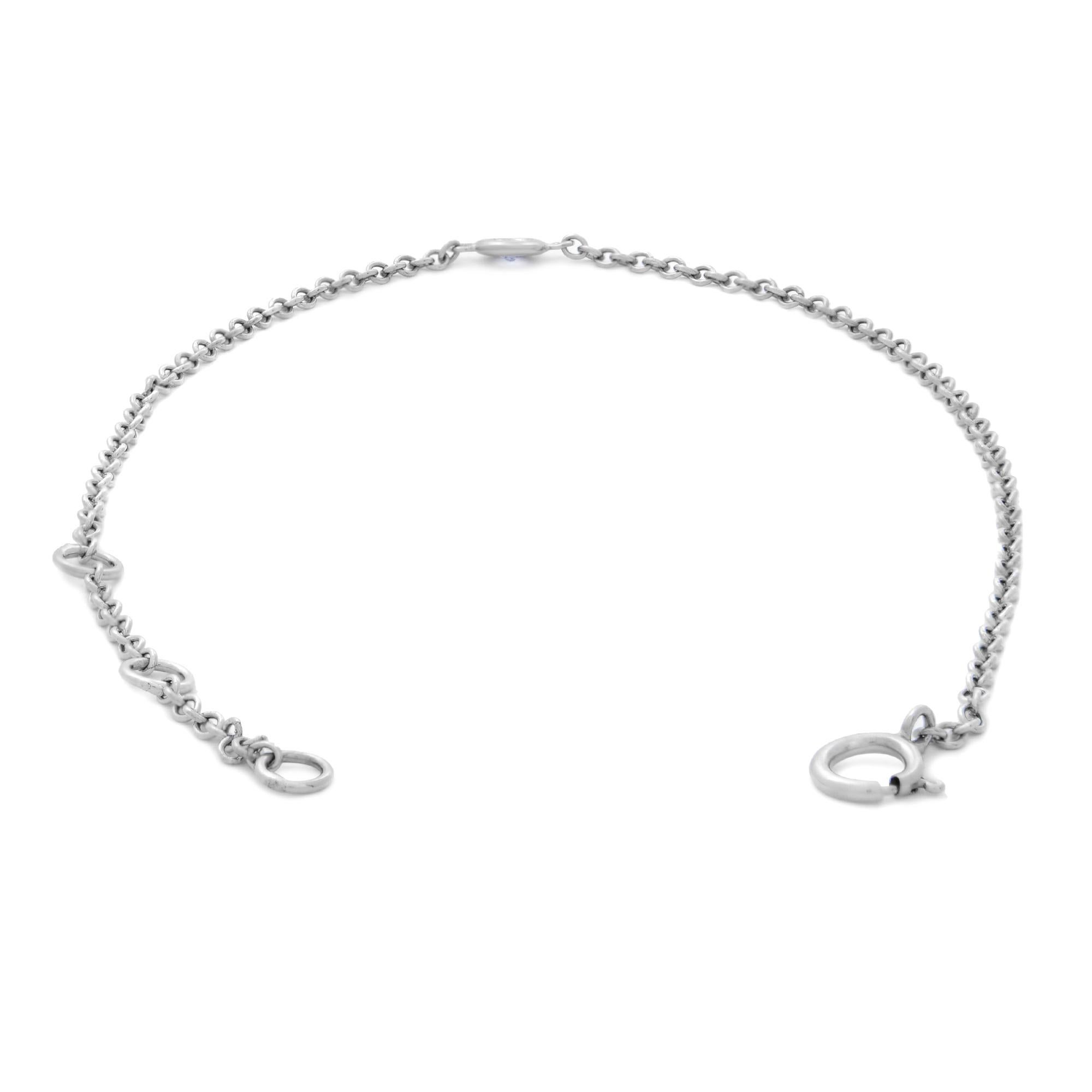 Modern Rachel Koen Single Bezel Aquamarine Ladies Chain Bracelet 14k White Gold For Sale