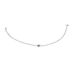 Rachel Koen Rachel Koen Damenkette Armband 14k Weißgold mit einer Lünette Blauer Saphir
