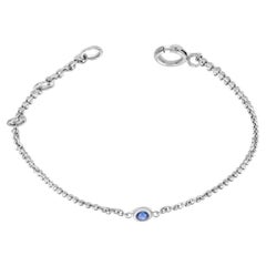 Rachel Koen Rachel Koen Damenkette Armband 14k Weißgold mit einer Lünette Blauer Saphir