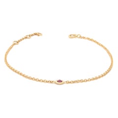 Rachel Koen Single Bezel Pink Ruby Ladies Bracelet 14k Yellow Gold