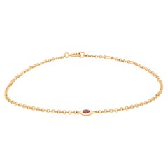 Rachel Koen Single Bezel Pink Ruby Ladies Bracelet 14k Yellow Gold