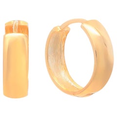 Rachel Koen Small Wide Hinged Huggie Hoop Earrings 14K Yellow Gold 14mm