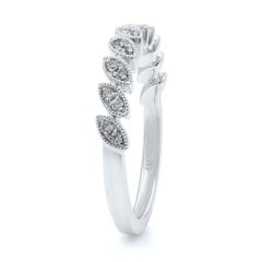 Rachel Koen Stackable Milgrain Diamond Ring Band 14k White Gold 0.15Cttw