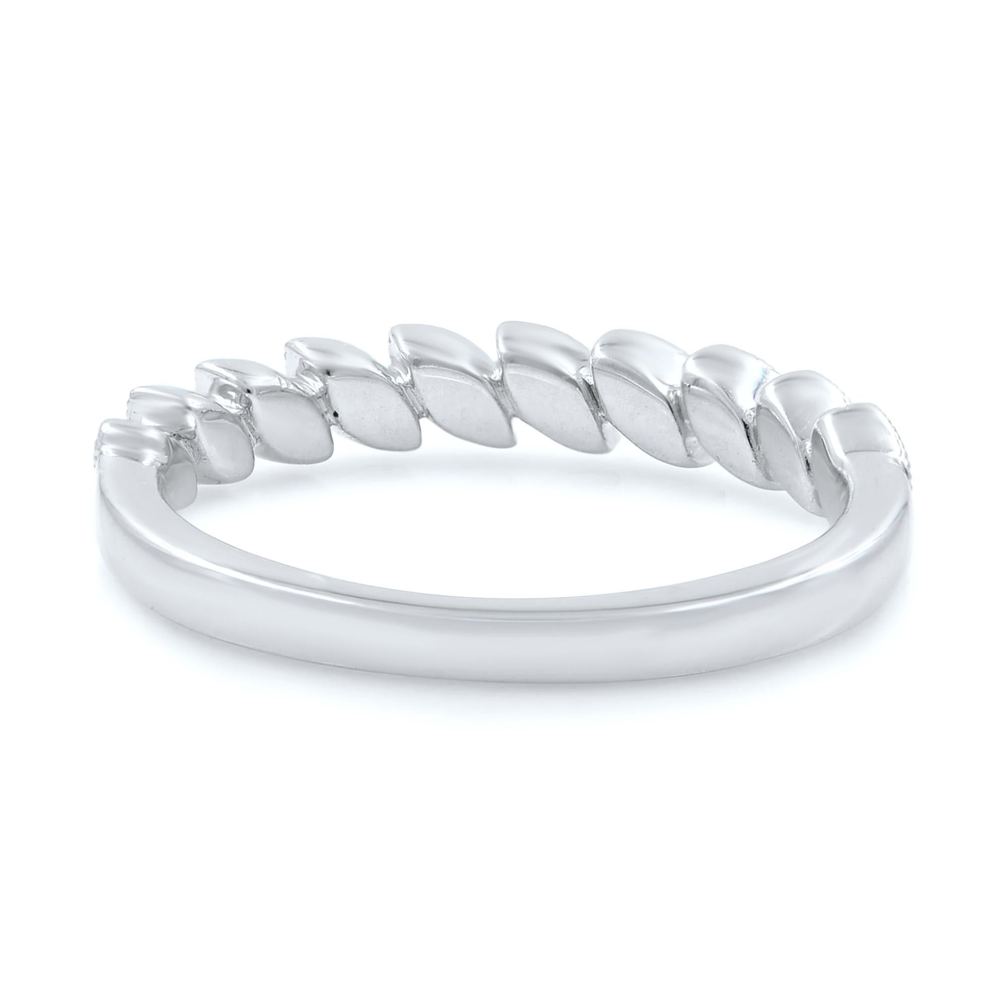 Rachel Koen Anello impilabile con diamanti a grana fine in oro bianco 14k 0,15 Cttw In condizioni Nuovo in vendita a New York, NY