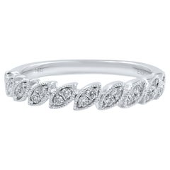 Rachel Koen, bague empilable en or blanc 14 carats avec diamants taille milgrain 0,15 carat