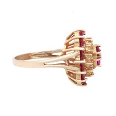 Rachel Koen Synthetic Ruby & Diamond Cocktail Ring 14k Yellow Gold