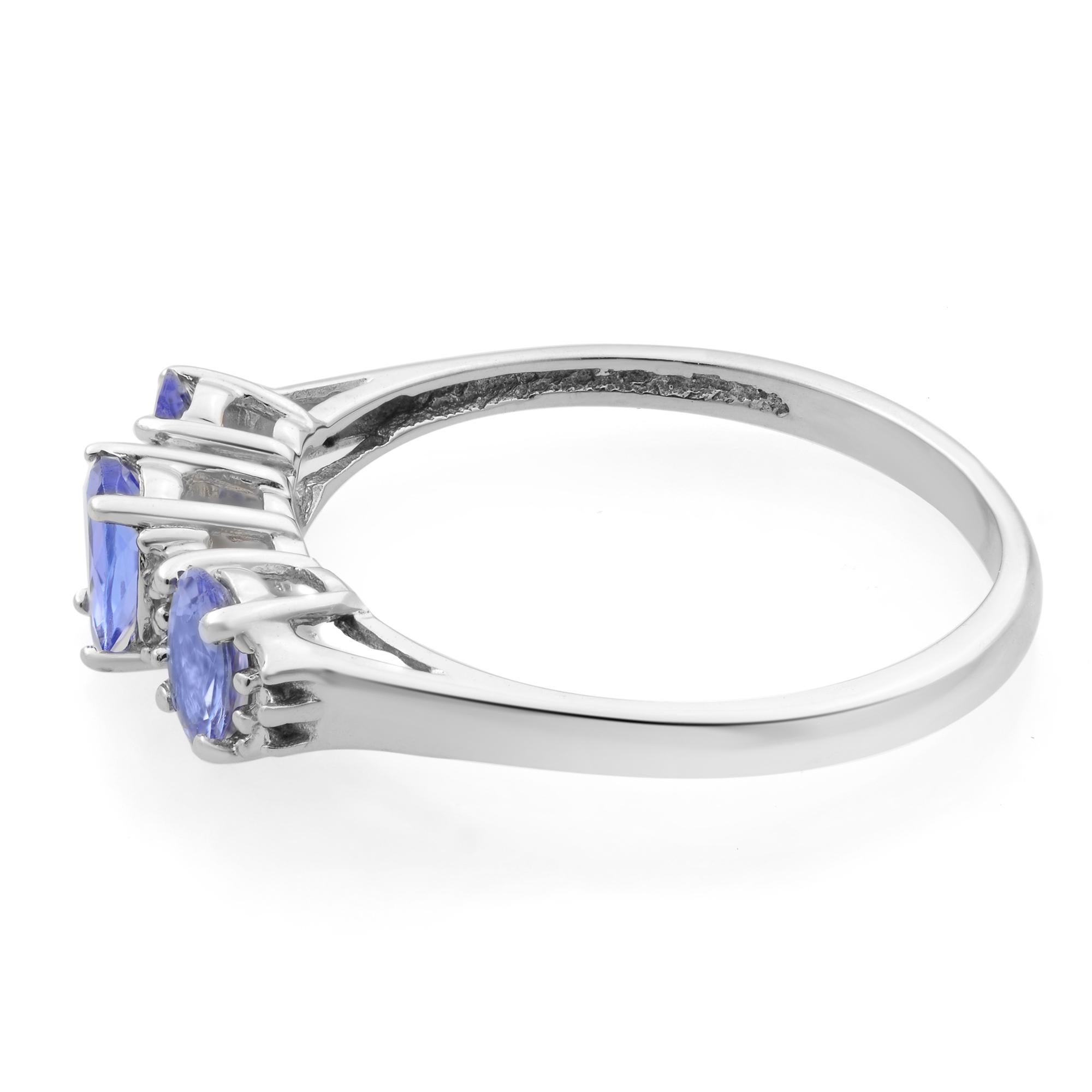Modern Rachel Koen Tanzanite Diamond Accent Ring 14K White Gold 0.86cttw For Sale