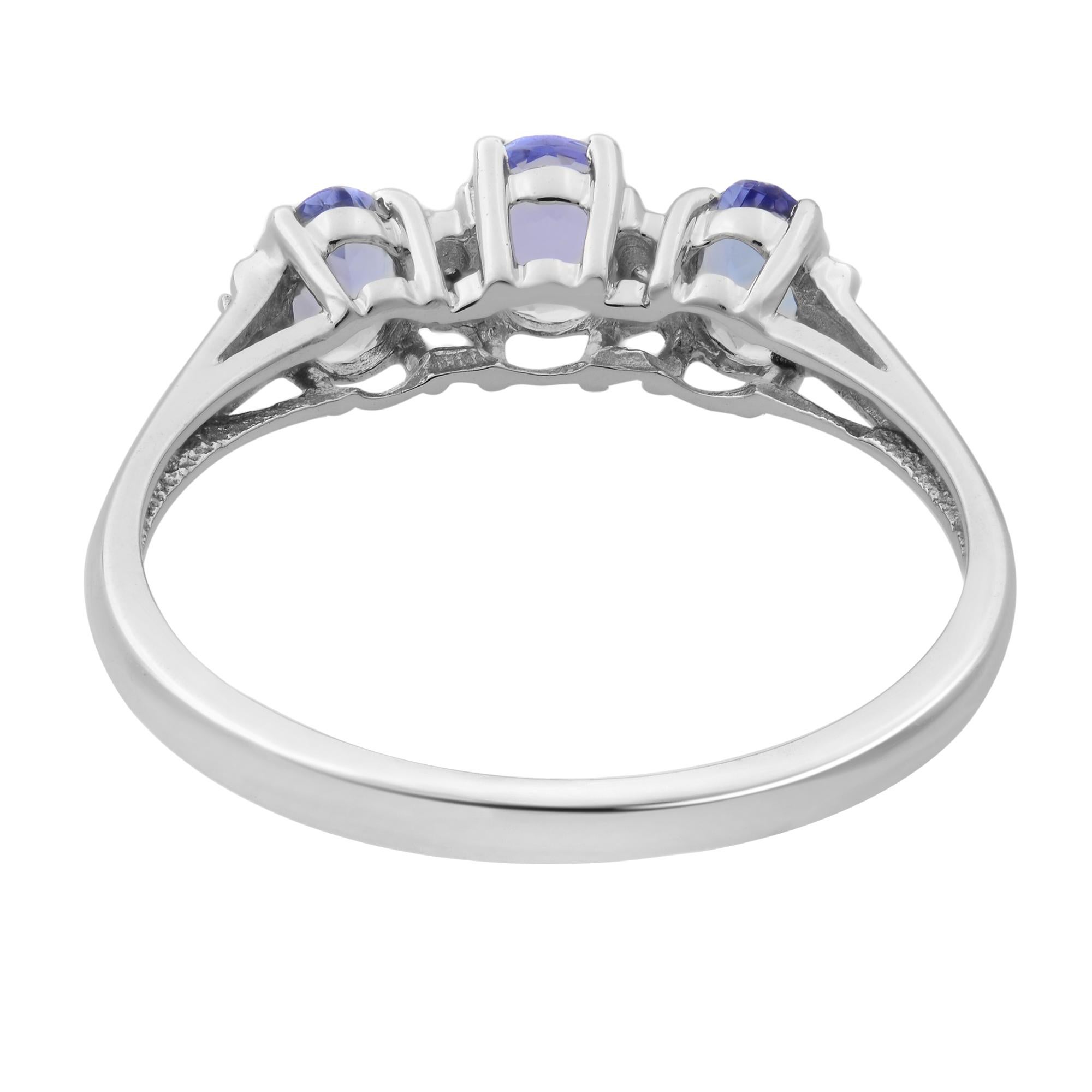 Rachel Koen Tanzanite Diamond Accent Ring 14K White Gold 0.86cttw In New Condition For Sale In New York, NY