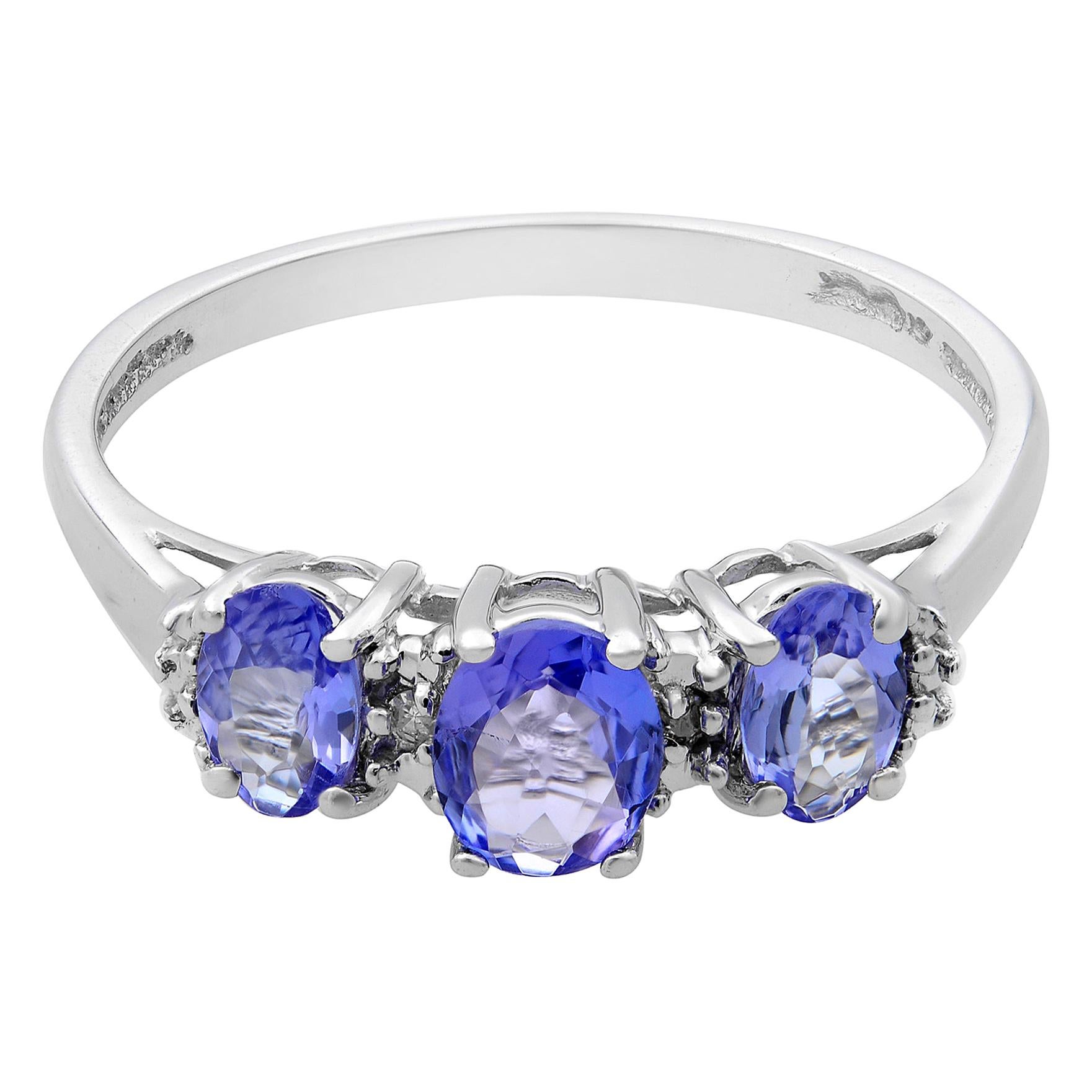 Rachel Koen Tanzanite Diamond Accent Ring 14K White Gold 0.86cttw For Sale