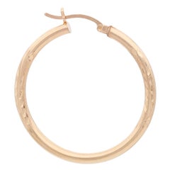 Rachel Koen Textured Medium Round Hoop Earrings 14k Yellow Gold