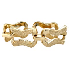 Rachel Koen Textured Wide Link Bracelet 14K Yellow Gold