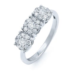 Rachel Koen Three Round Cluster Diamond Engagement Ring 18K White Gold 0.75cttw