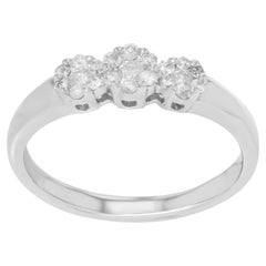 Rachel Koen Three Round Cluster Diamond Womens Ring 14k White Gold 0.37Cttw