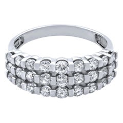 Fascia nuziale con diamanti a tre file Rachel Koen in oro bianco 14K 1,50ct.t.w.