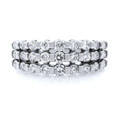 Rachel Koen Three Row Diamond Wedding Band 14K White Gold 1.50ct.t.w.