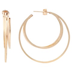 Rachel Koen Orecchini a cerchio con tre file cave in oro giallo 14k