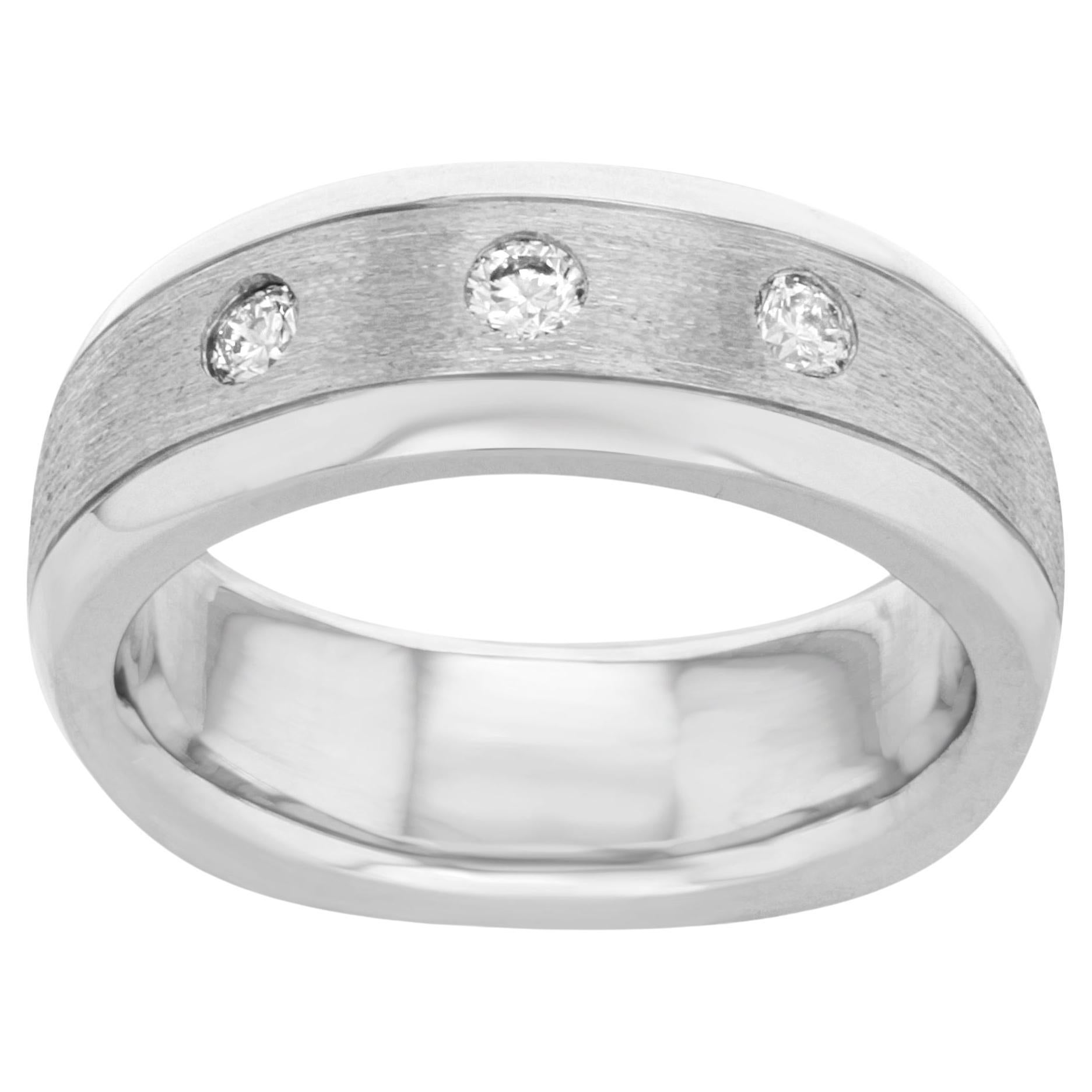 Rachel Koen Three Stone Diamond Wedding Band 14K White Gold 0.28 Cttw For Sale