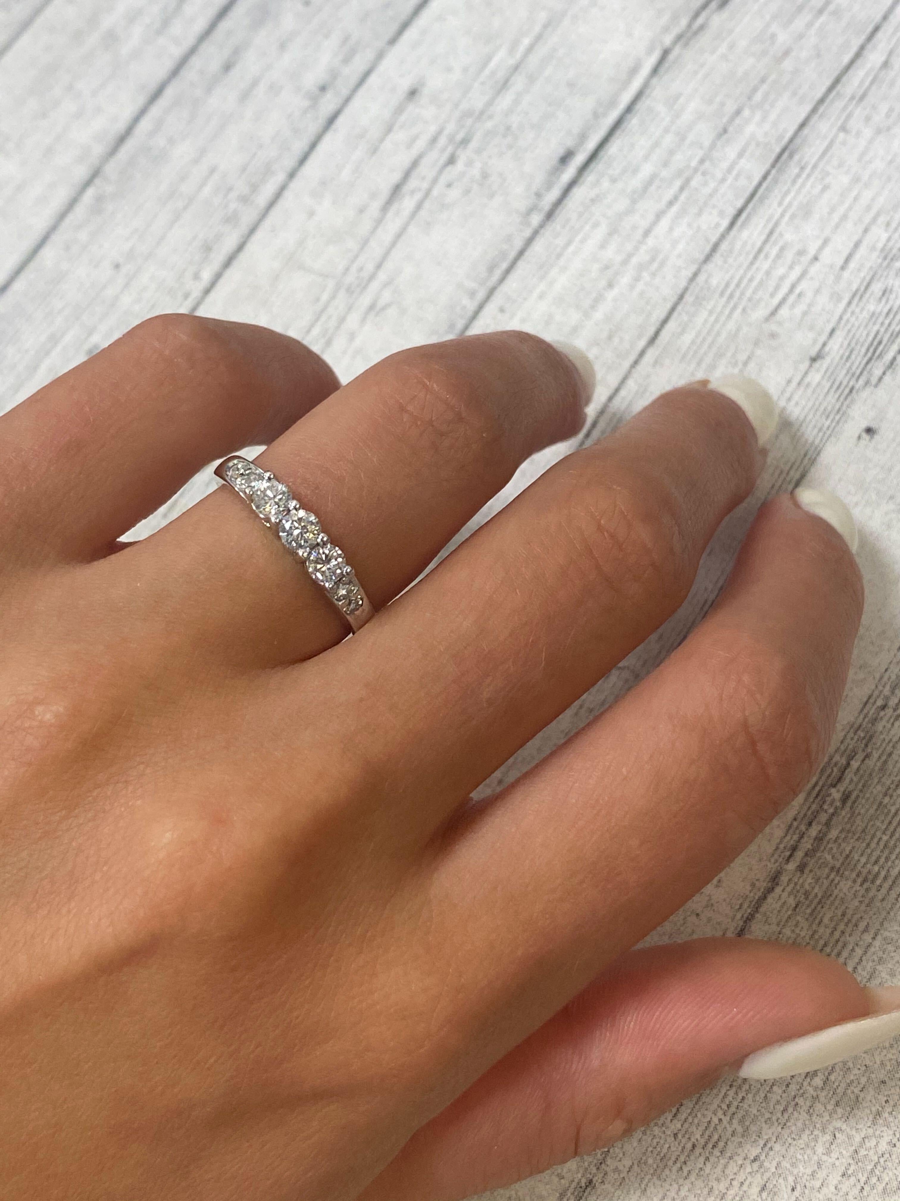Women's Rachel Koen Three Stone Style Engagement Ring 14K White Gold 0.55Cttw For Sale