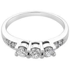 Rachel Koen Three Stone Style Engagement Ring 14K White Gold 0.55Cttw