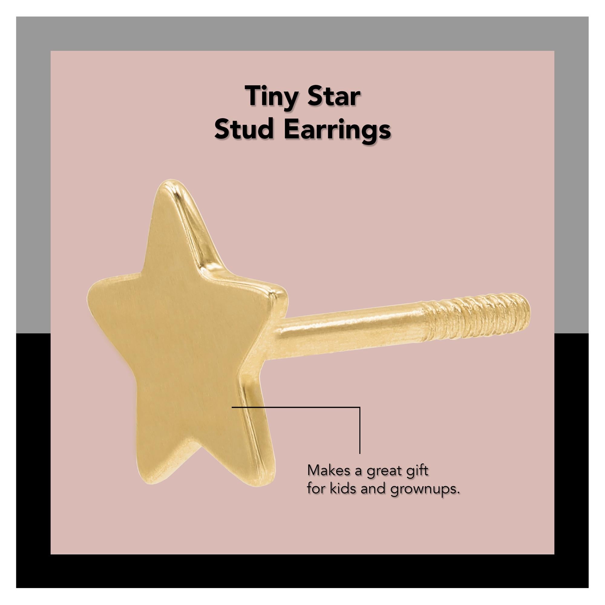 Rachel Koen Tiny Star Stud Earrings Screw Back 14k Yellow Gold For Sale 4
