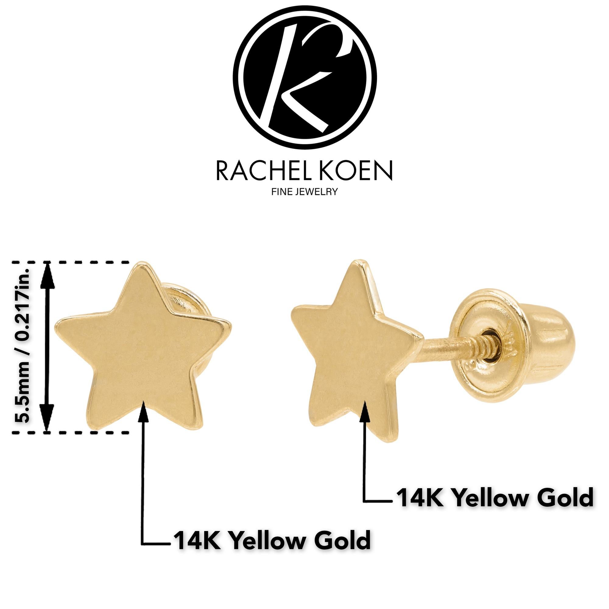 Women's Rachel Koen Tiny Star Stud Earrings Screw Back 14k Yellow Gold For Sale