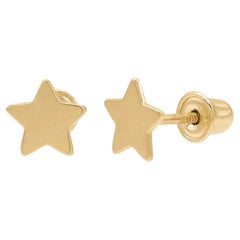 Rachel Koen Pendientes Tiny Star Screw Back Oro Amarillo 14k