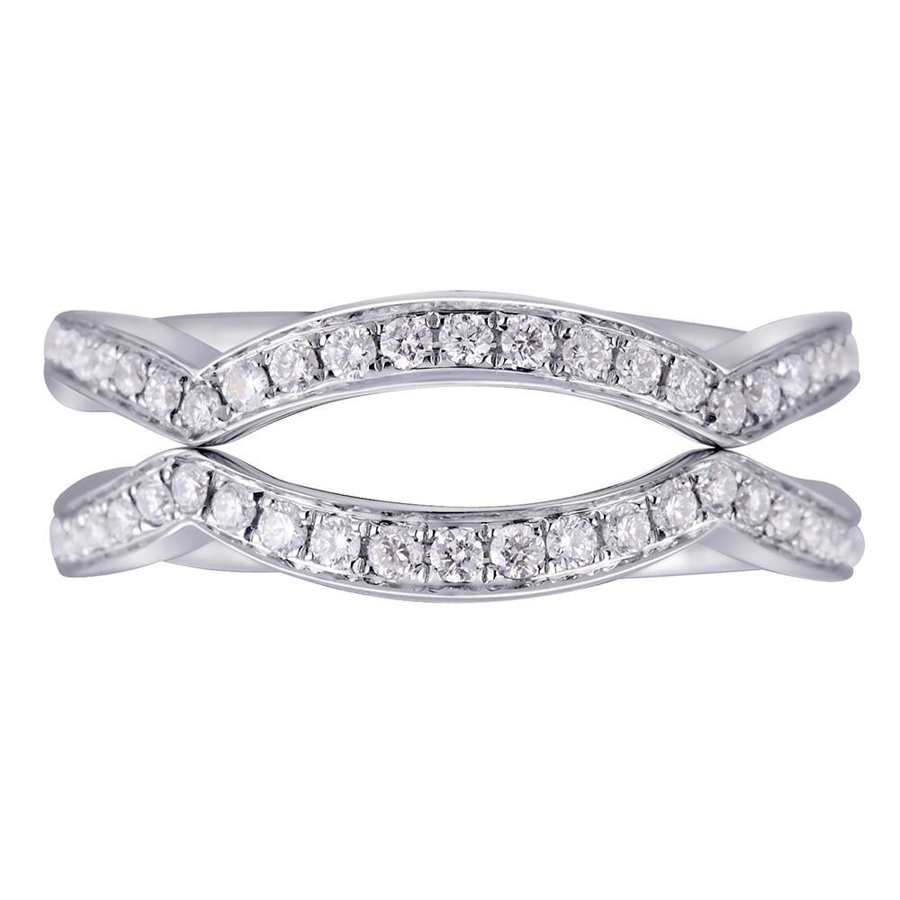 Modern Rachel Koen Twist Pave Diamond Ladies Ring 18K White Gold 0.35cttw For Sale
