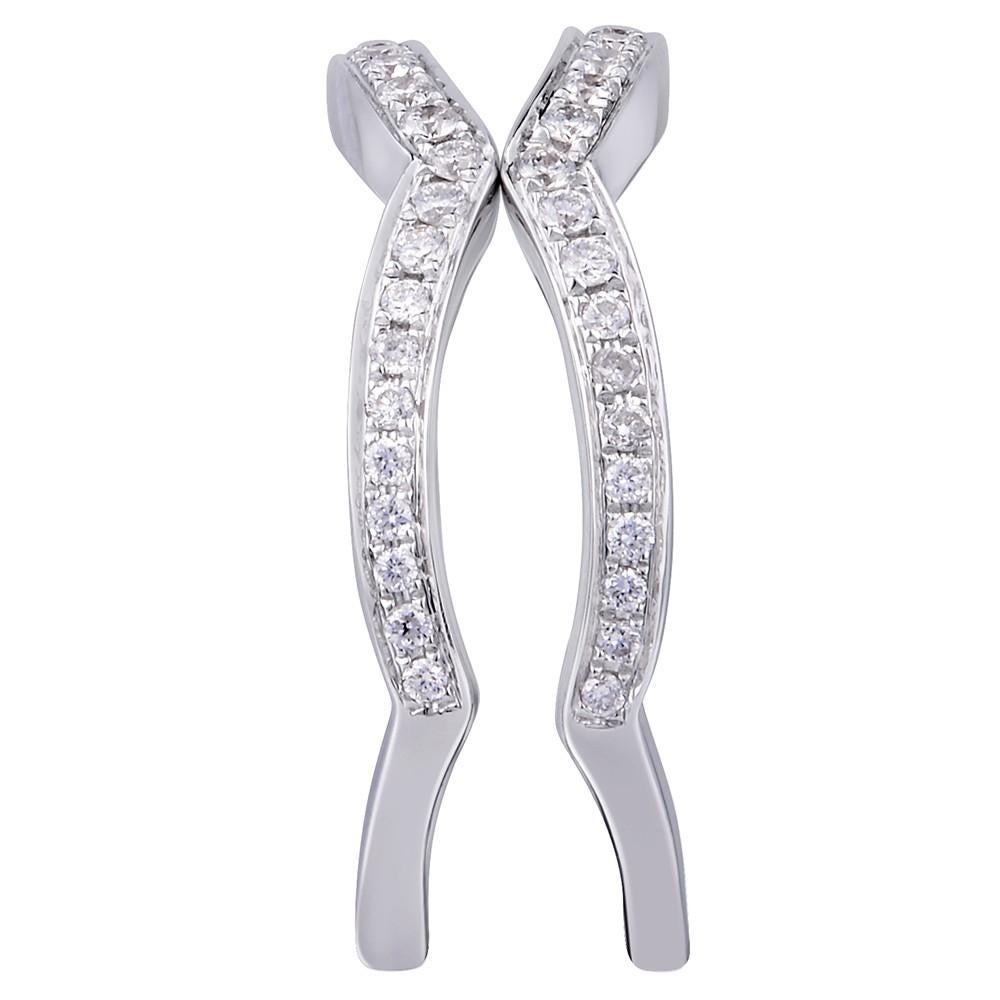 Round Cut Rachel Koen Twist Pave Diamond Ladies Ring 18K White Gold 0.35cttw For Sale