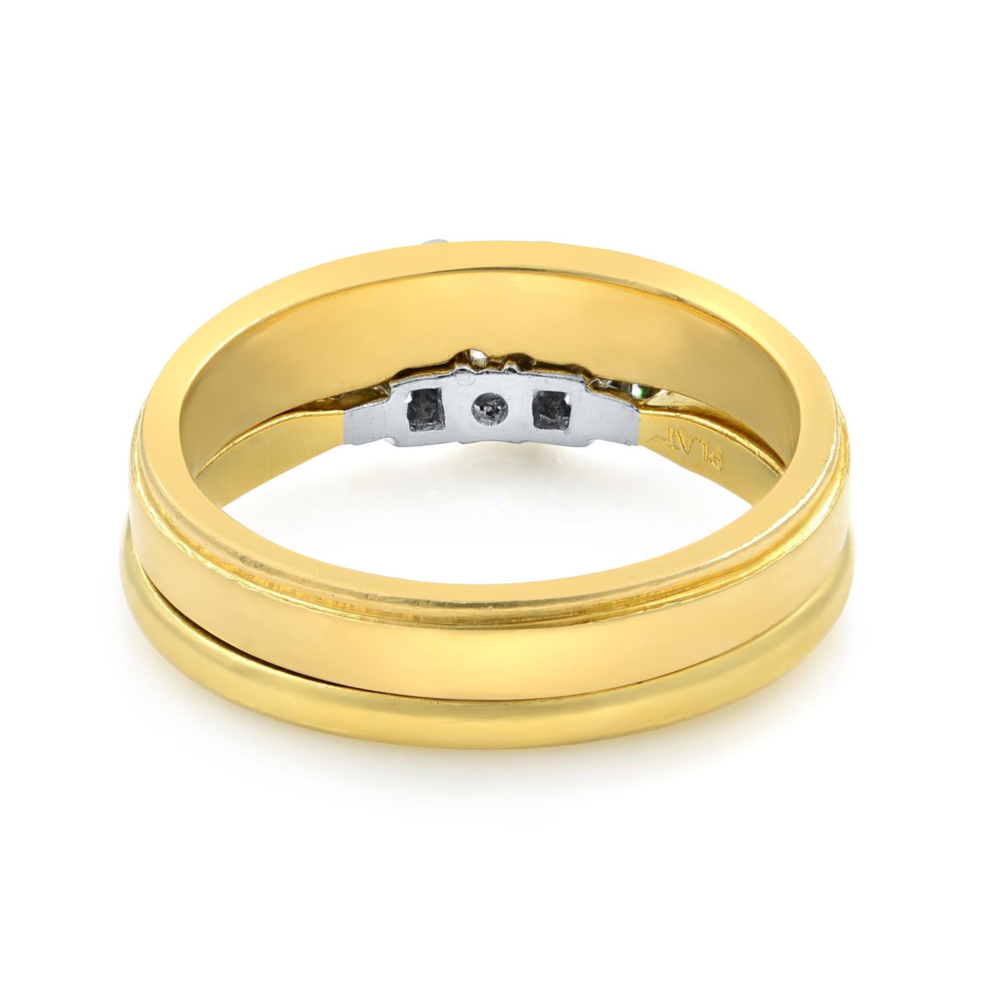 Rachel Koen Conjunto de dos anillos de compromiso de diamantes Oro amarillo de 18 quilates 0,45cts Talla 6 Moderno en venta