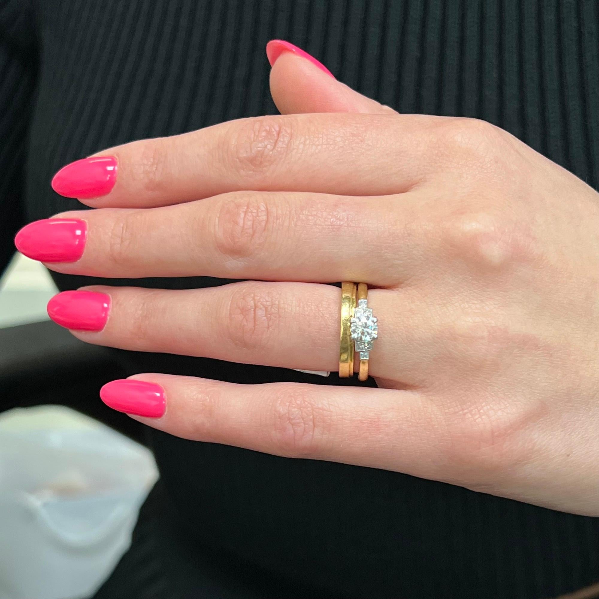 Modern Rachel Koen Two Piece Diamond Engagement Ring Set 18K Yellow Gold 0.45cts Size 6 For Sale