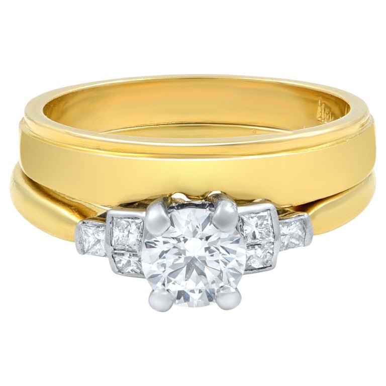 Rachel Koen Two Piece Diamond Engagement Ring Set 18K Yellow Gold 0