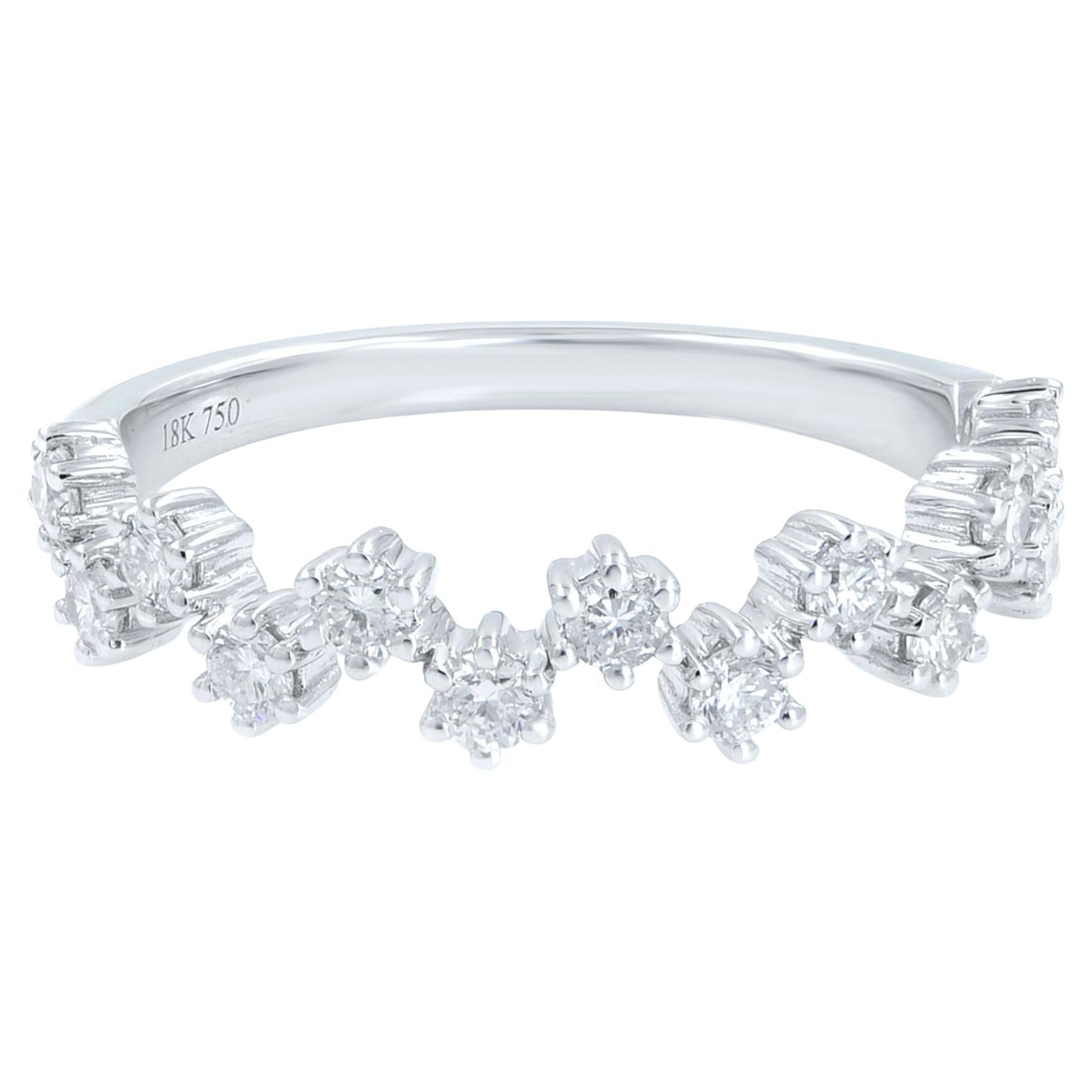Anello Rachel Koen con diamante unico a motivo diagonale in oro bianco 18 carati 0,43 ct.
