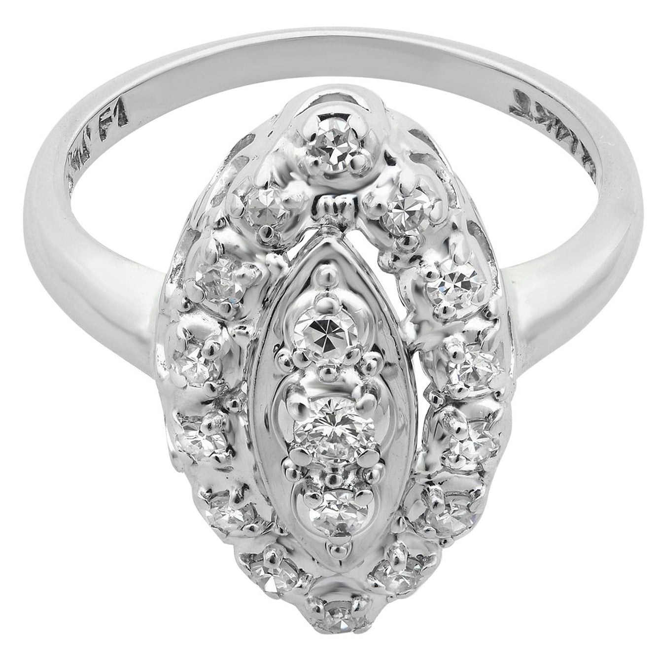 Anello da cocktail con diamante vintage Rachel Koen in oro bianco 14K 0,45 cttw in vendita