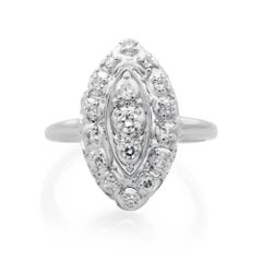 Rachel Koen Vintage Diamant-Cocktailring 14K Weißgold 0,45 Gesamtkaratgewicht