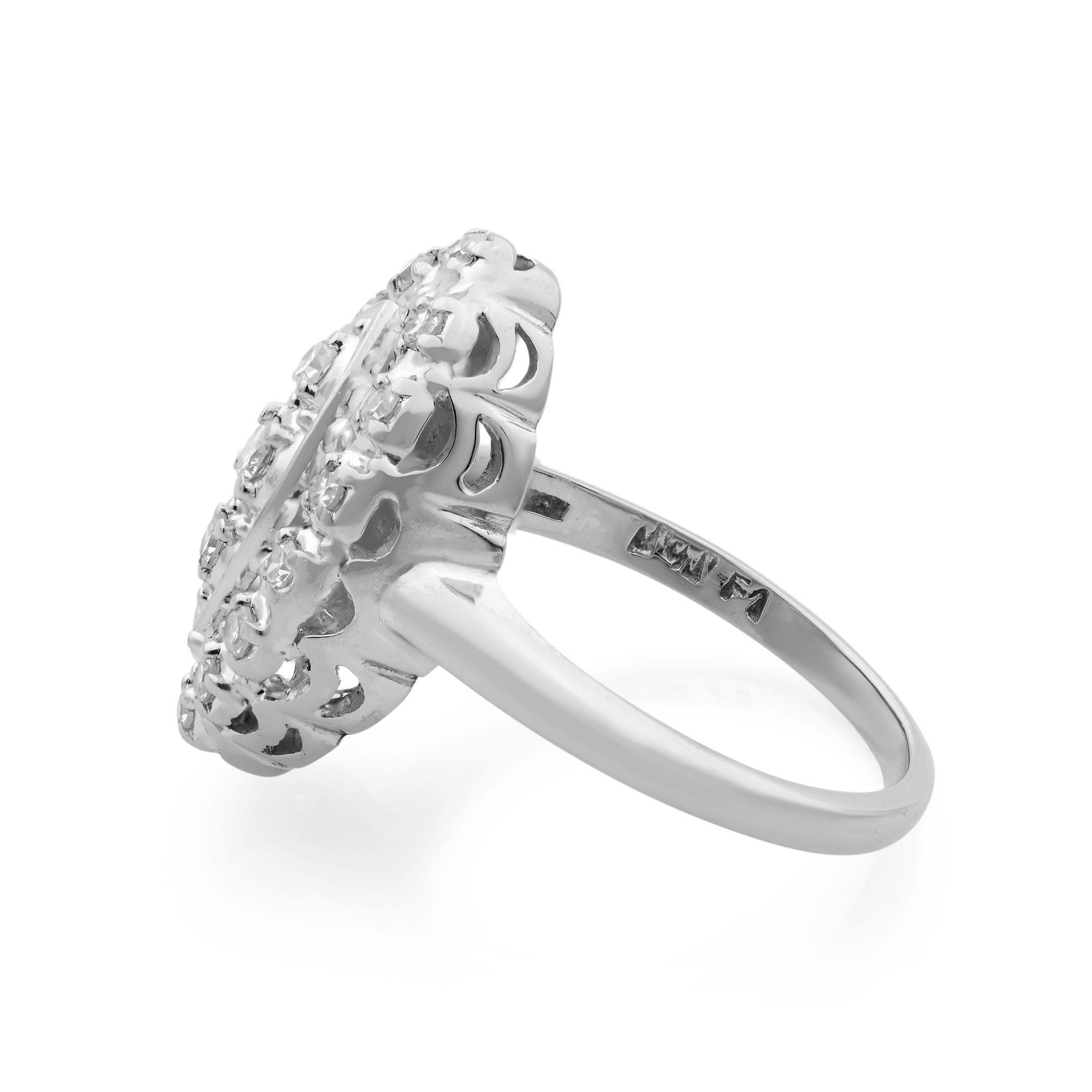 Modern Rachel Koen Vintage Diamond Cocktail Ring 14K White Gold 0.45 cttw For Sale