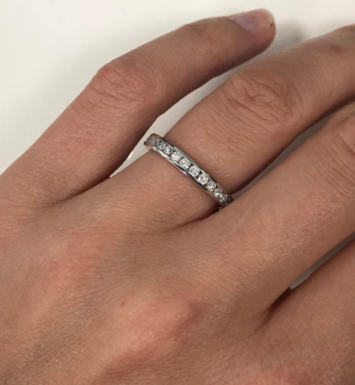 Modern Rachel Koen Wedding Anniversary Ring Band 14K White Gold 0.60cttw For Sale