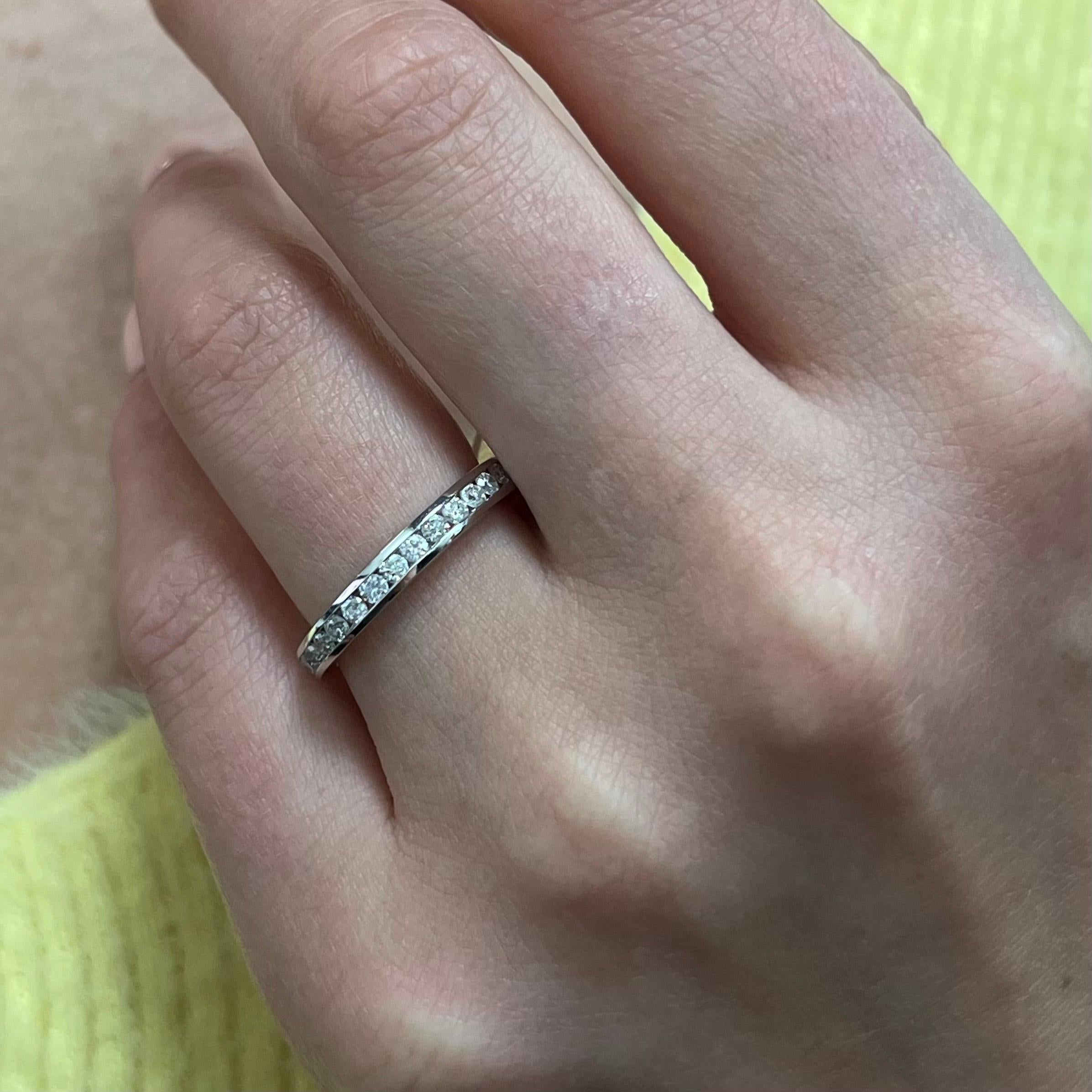 Rachel Koen Wedding Anniversary Ring Band 14K White Gold 0.60cttw In New Condition For Sale In New York, NY
