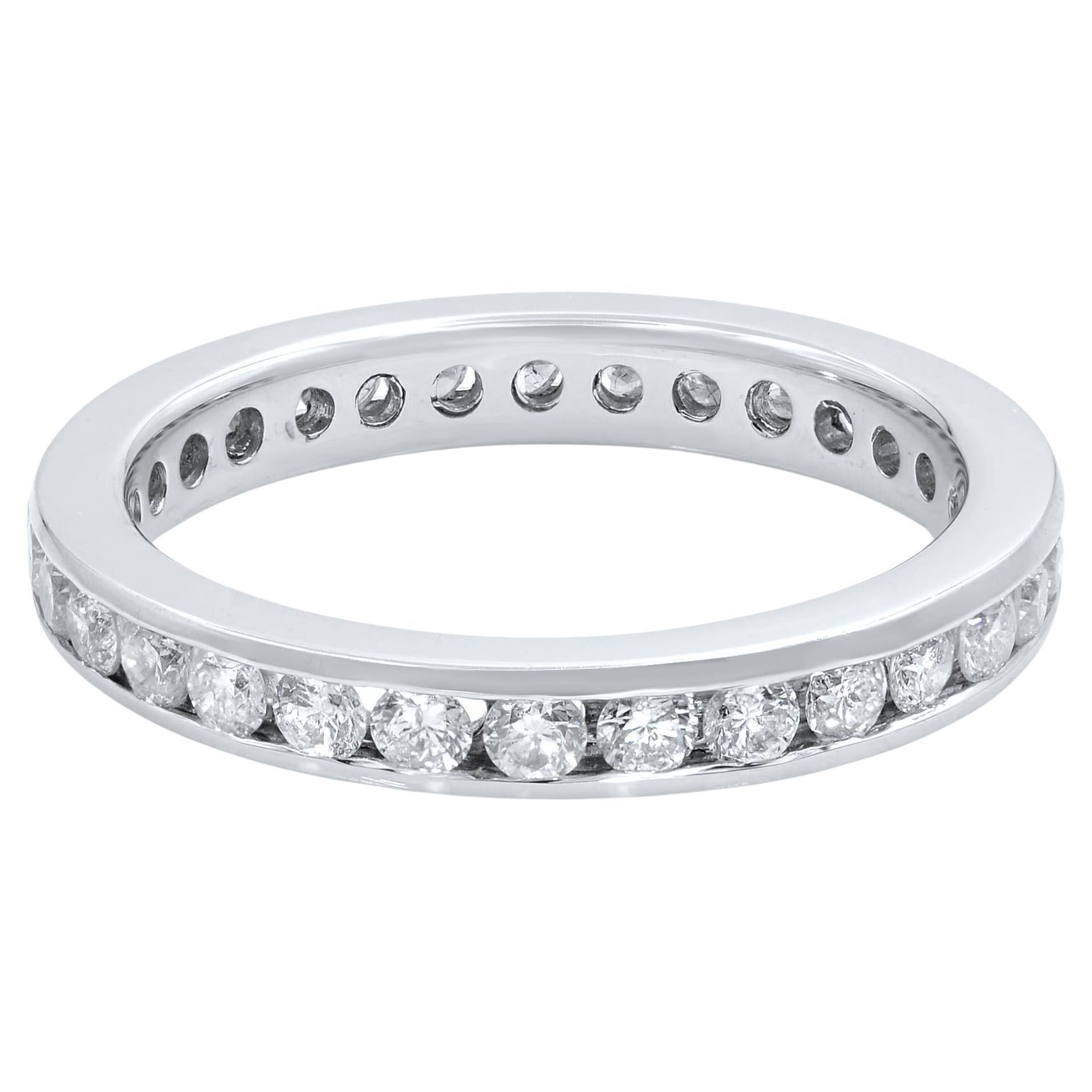 Rachel Koen Wedding Anniversary Ring Band 14K White Gold 0.60cttw For Sale