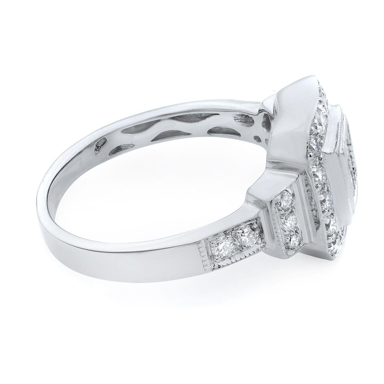 Modern Rachel Koen White Gold Princess Cut Center Halo Engagement Ring 1.00 Carat For Sale