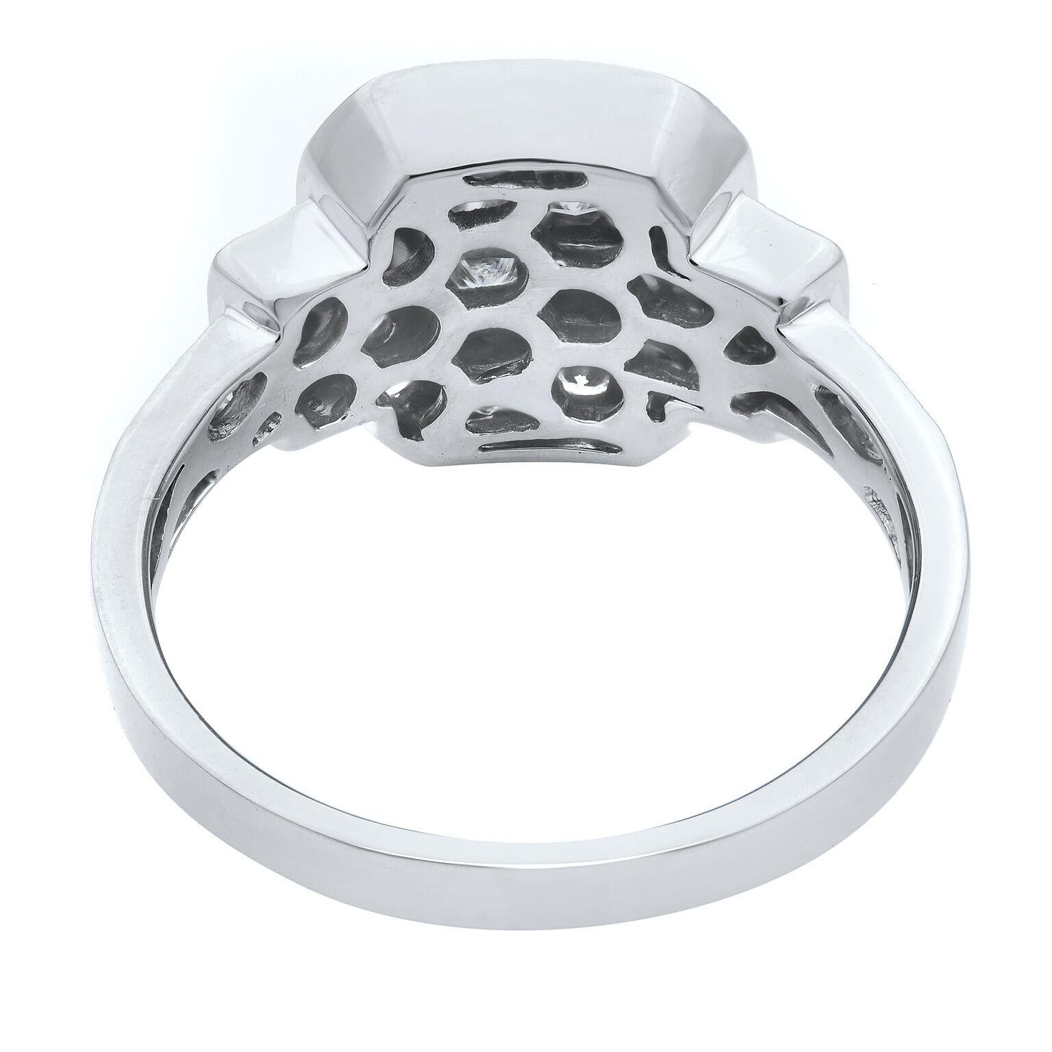 Rachel Koen White Gold Princess Cut Center Halo Engagement Ring 1.00 Carat In New Condition For Sale In New York, NY