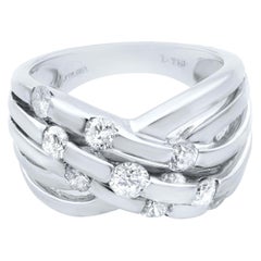 Rachel Koen Anillo ancho de diamantes entrecruzados Oro blanco de 14 quilates 1,00 ctw