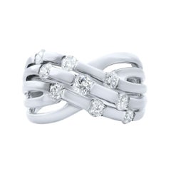 Rachel Koen Wide Crisscross Diamond Band 14K White Gold 1.00cttw