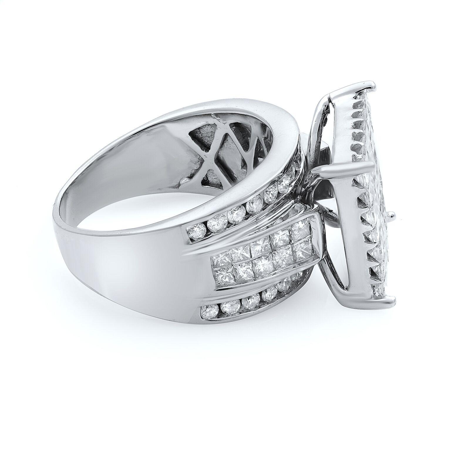 Empire Rachel Koen Wide Diamond Engagement Band Ring 14K White Gold 3.00 Cttw For Sale