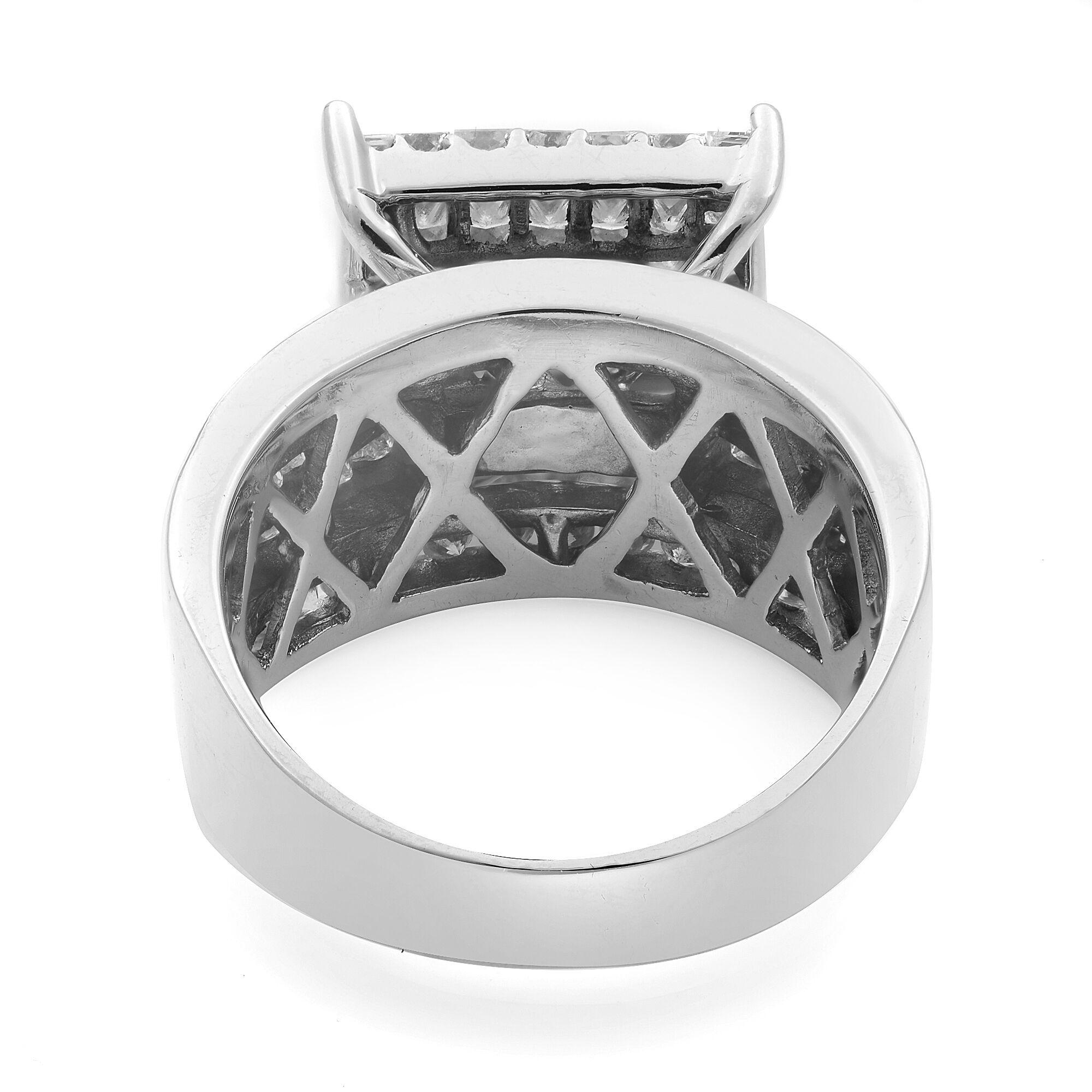 Rachel Koen Breiter Diamant-Verlobungsring 14K Weißgold 3,00 Gesamtkaratgewicht im Zustand „Neu“ im Angebot in New York, NY