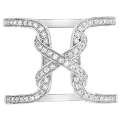 Rachel Koen Grande bague fantaisie ouverte fantaisie en or blanc 18 carats avec diamants 0,31 carat poids total