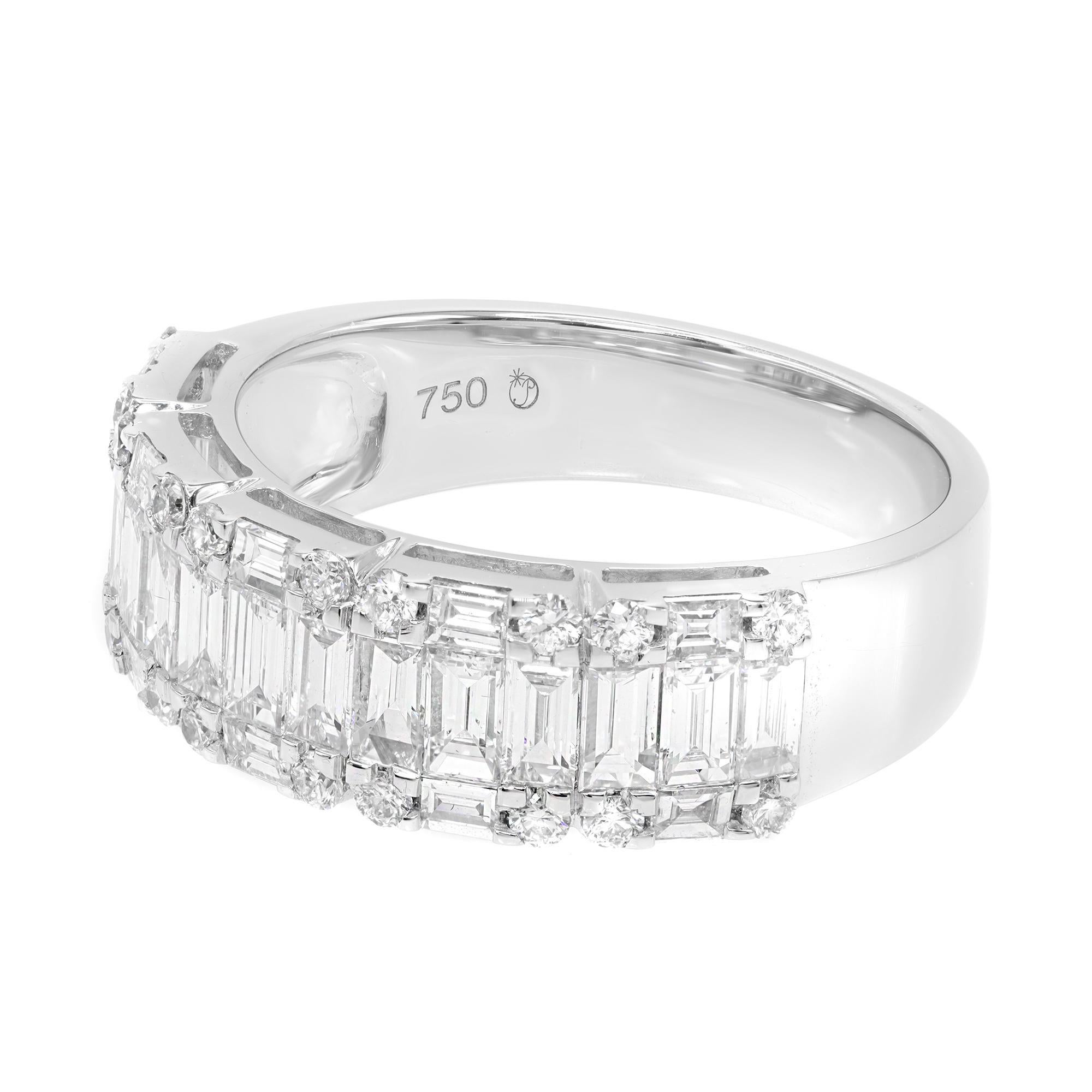 Beautiful Rachel Koen wide diamond wedding band ring featuring round and marquise cut diamonds set in round shape giving an illusion of a bigger stone. This stunning timeless band is crafted in 18k white gold. The total diamond carat weight is 1.90
