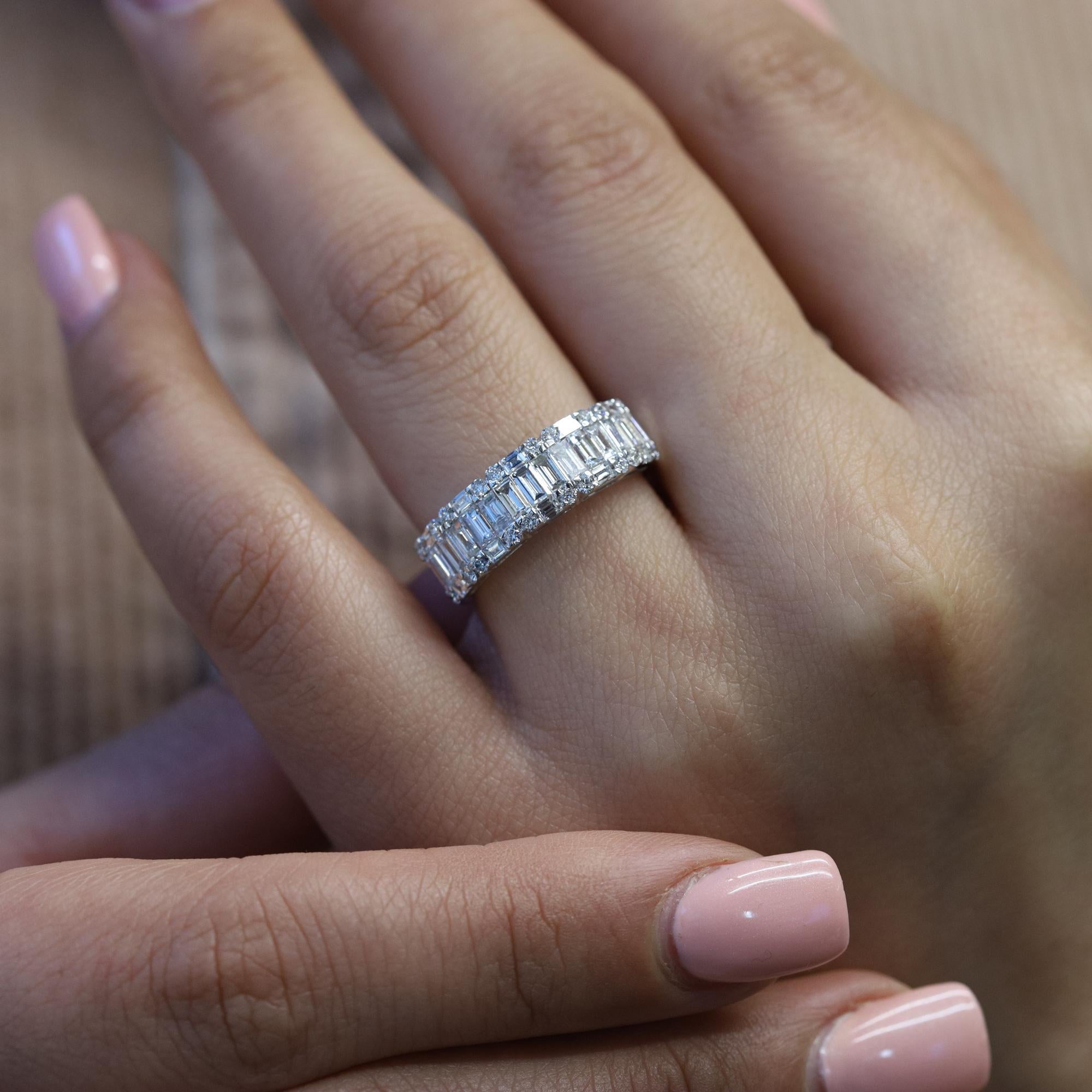 Women's Rachel Koen Wide Diamond Wedding Band Ring 18K White Gold 1.90Cttw