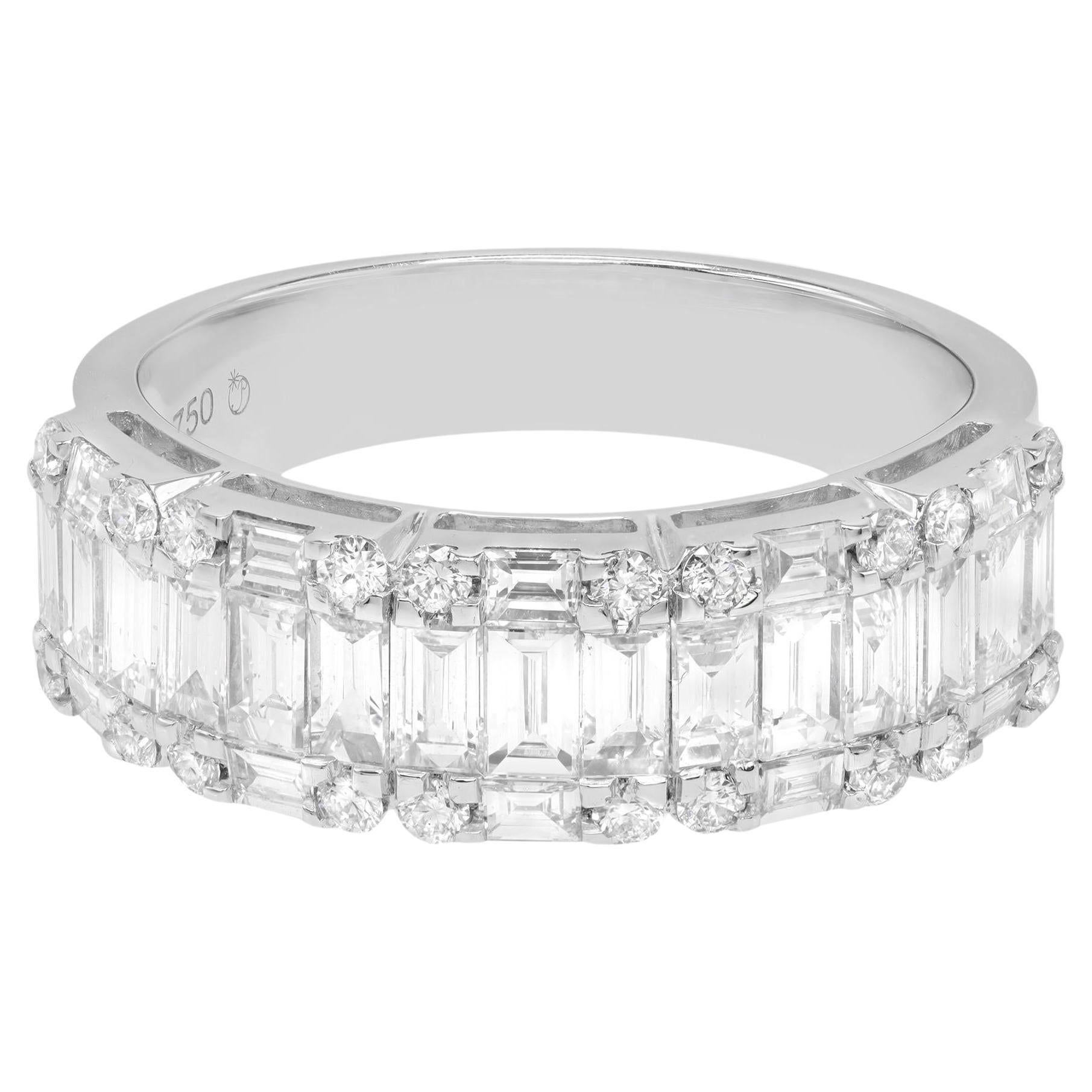 Rachel Koen Wide Diamond Wedding Band Ring 18K White Gold 1.90Cttw